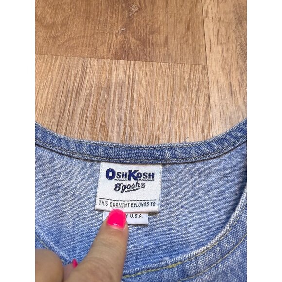 Oshkosh Bgosh Girls Denim Button-Front Sleeveless‎ Dress Size 6 100% Cotton Made - Picture 4 of 9